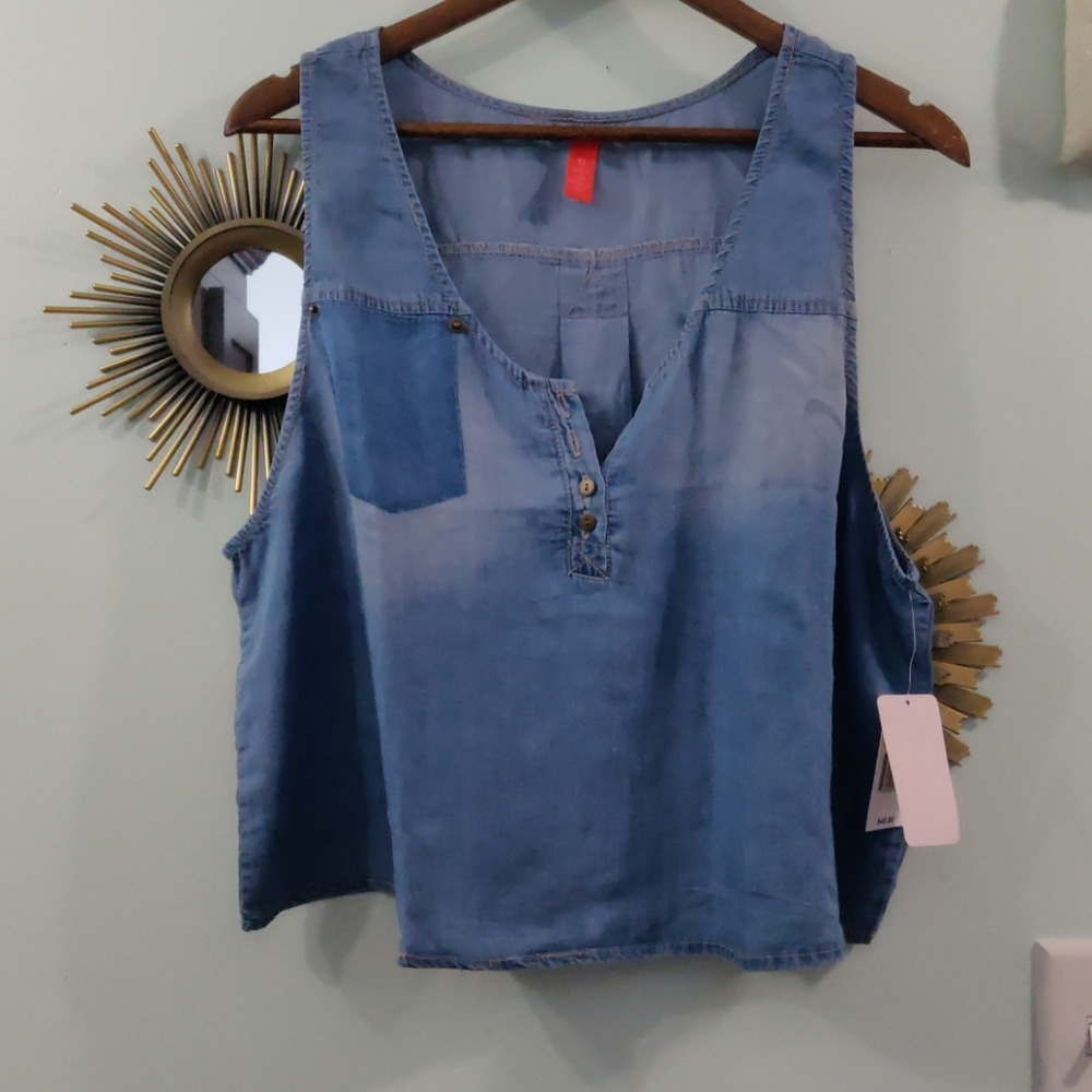 C&V Chelsea Violet chambray sleeveless top
